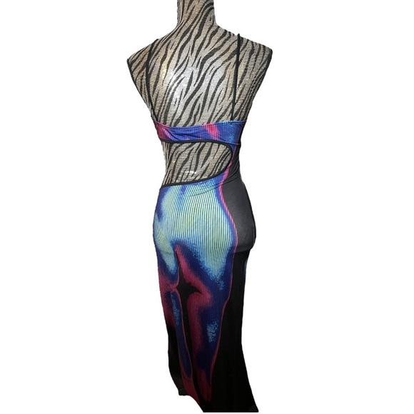 Sexy Heat Map Summer Sleeveless Cutout Mini Dress Backless Body Print Sundress - Picture 3 of 6